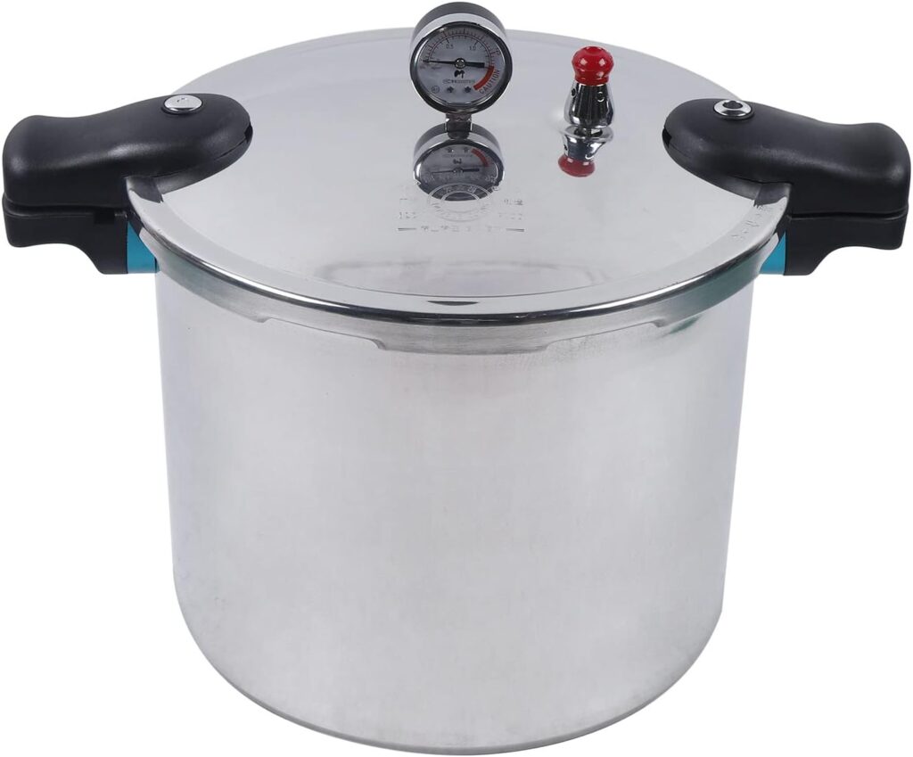 23 Quart Pressure Canner with Gauge  Release Valve Aluminum Alloy Cooker Pot, Explosion Proof Pressure Cookers Pressure Pot for Steaming and Stewing with Safety Lock and Anti-scald Insulated Handle