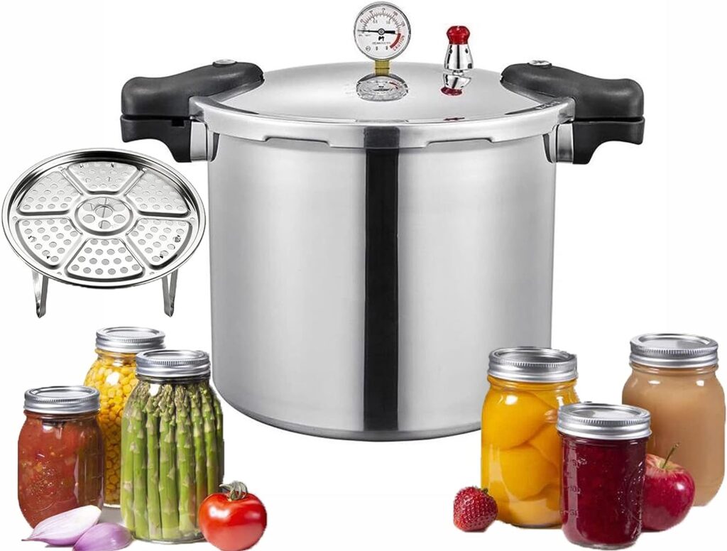 25 quart pressure canner cooker,Built-in luxury digital pressure gauge,Aluminum Explosion proof pressure cookers canners for canning,With1steaming tray Induction Compatible,Delivery from US warehouse