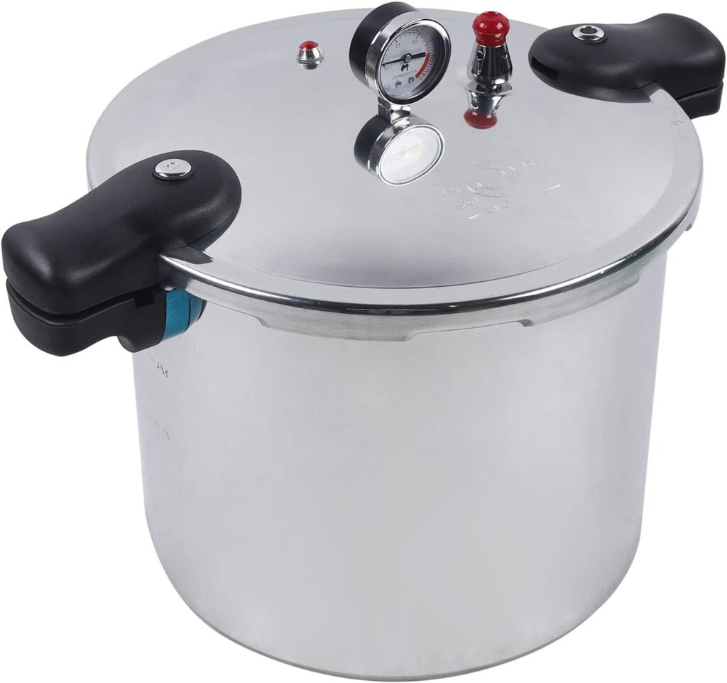 23 Quart Aluminum Pressure Cooker,Pressure Canner Easy to Open  Close - Suitable for Gas, Electric, or Flat Top Stoves