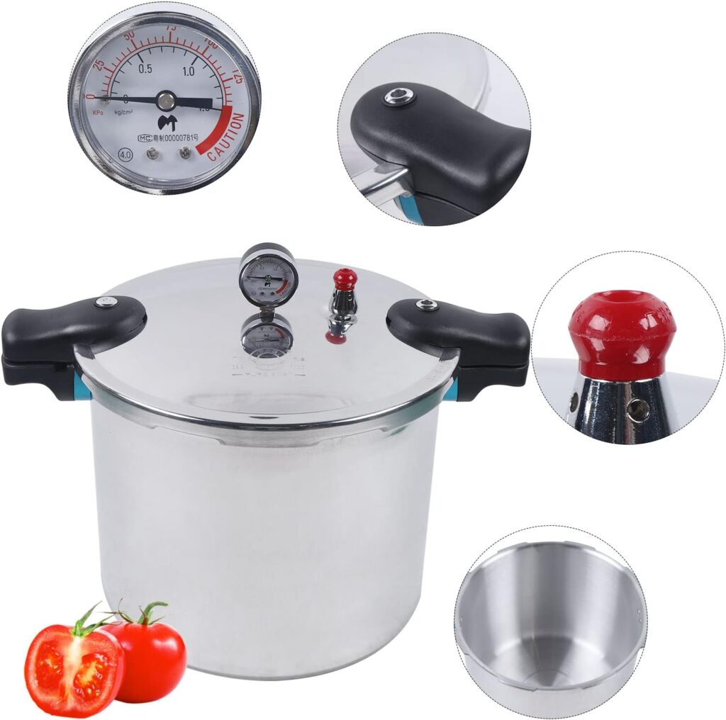 23 Quart Aluminum Pressure Cooker,Pressure Canner Easy to Open  Close - Suitable for Gas, Electric, or Flat Top Stoves