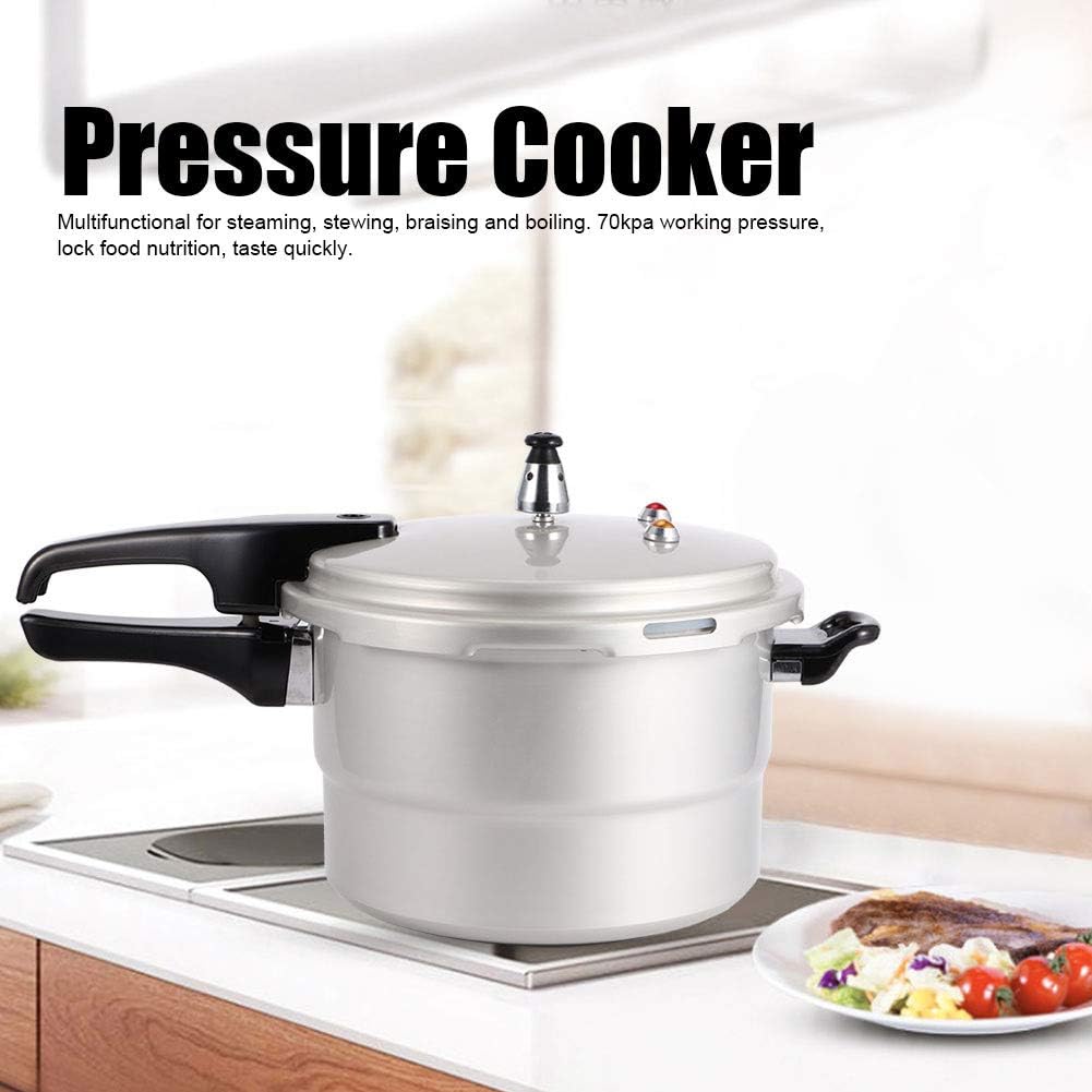 Alvinlite Household Pressure Cooker 4L Pressure Cooker with Steaming Layer Aluminum Silver Pressure Canner Kitchen Ware Cooking Utensil (20cm)