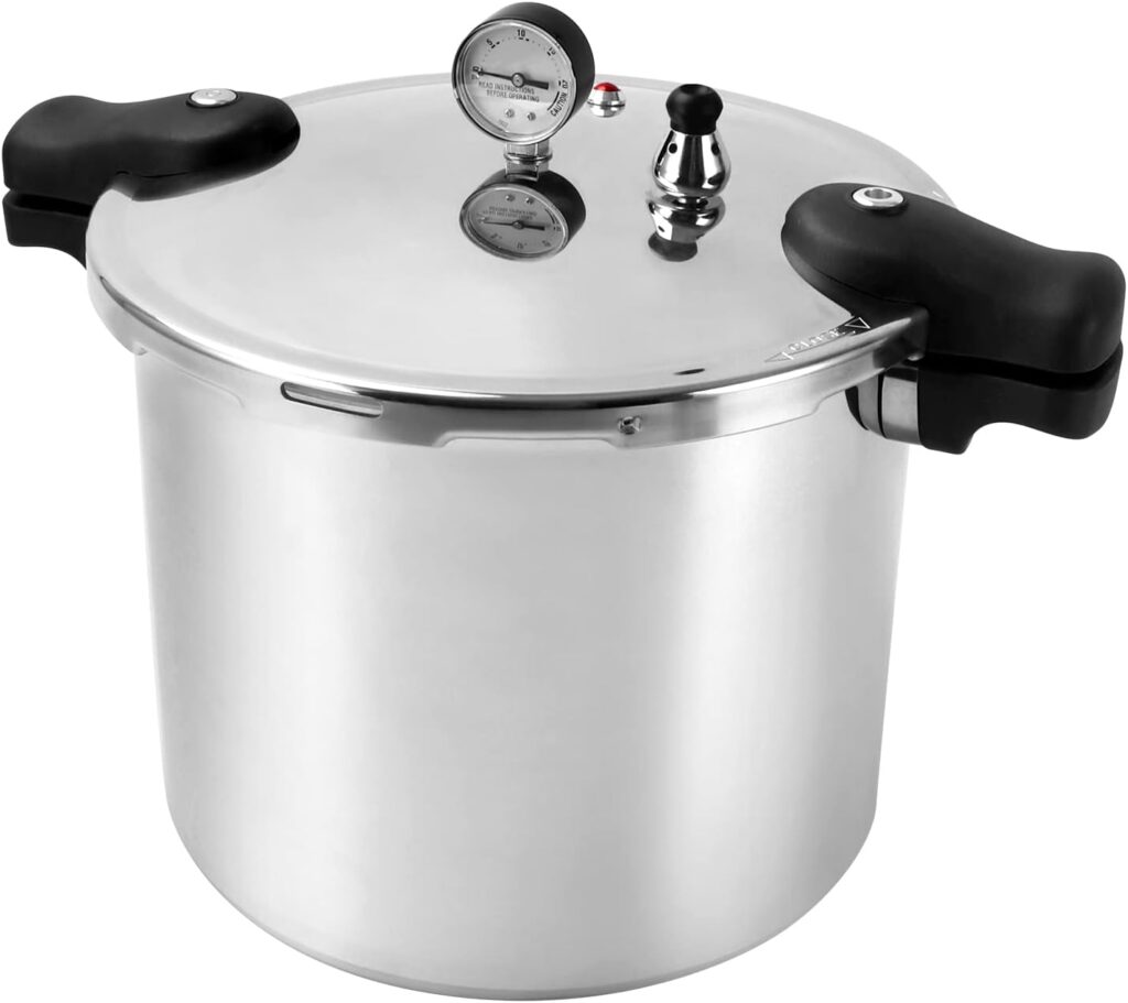 BreeRainz 23 Quart Pressure Cooker,11.2 psi Aluminum Pressure Canner for Canning w/Pressure Gauge for Home and Restaurant Steaming and Stewing(Silver)