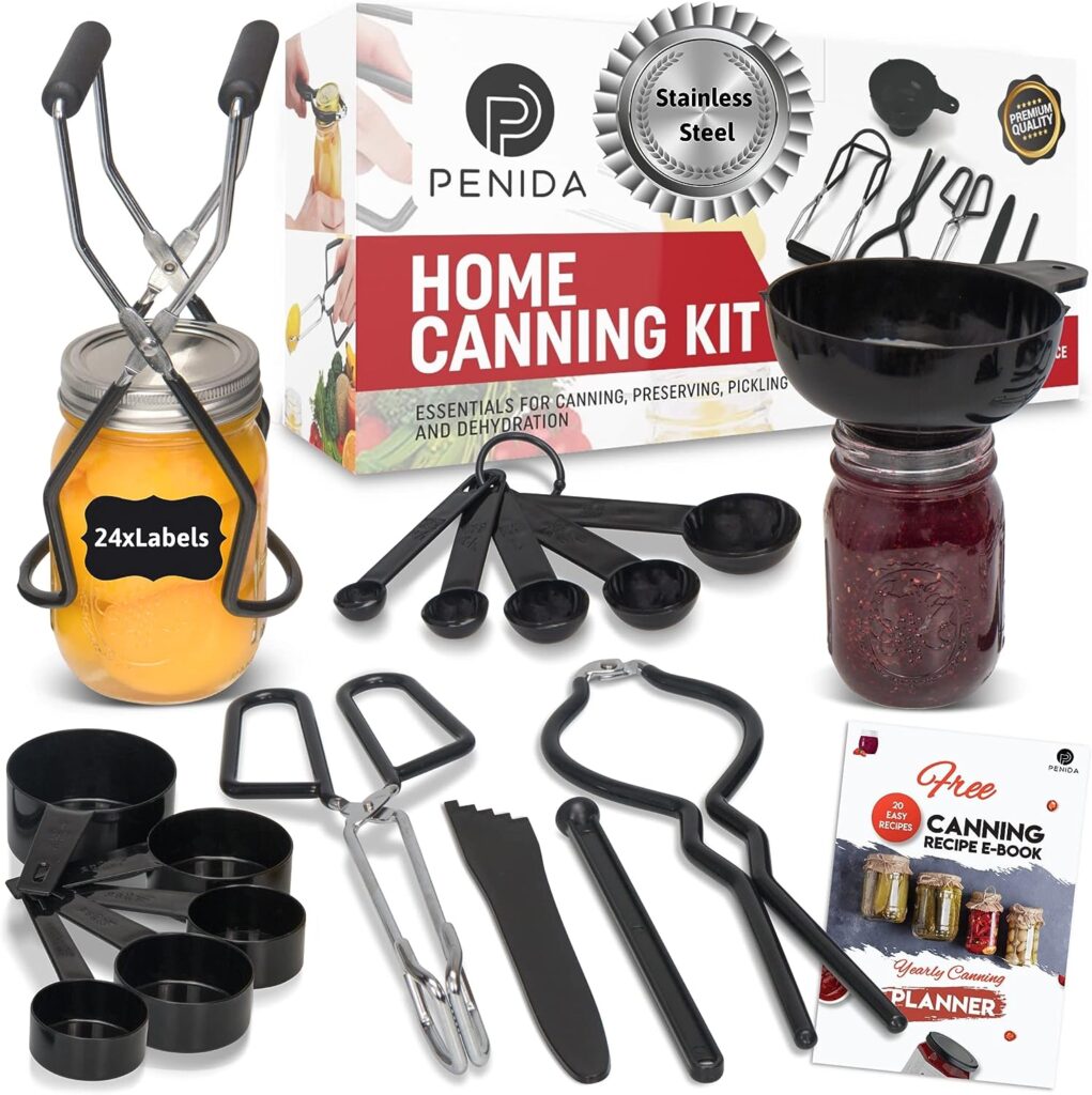 Canning Supplies Starter Kit - Canning Kit; Canning tools, Canning Equipment - Canning Set: Canning Tongs, Jar Lifter, labels and more Canning Accessories for your canning pot –ideal pickling kit