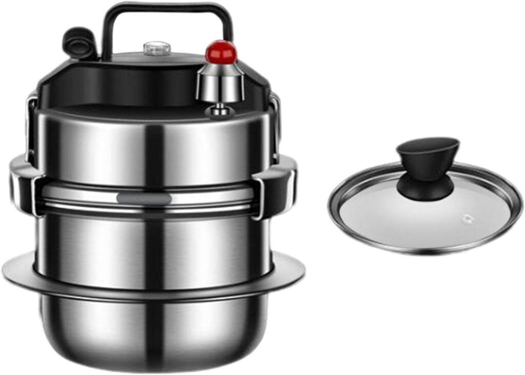 Fenteer Multifunction Micro Pressure Cooker, Slow Cooker, Pressure Canner, Stewed Meat Pot for All Hob Types, Travel, Camping, Kitchen, Outdoor, 1.2L