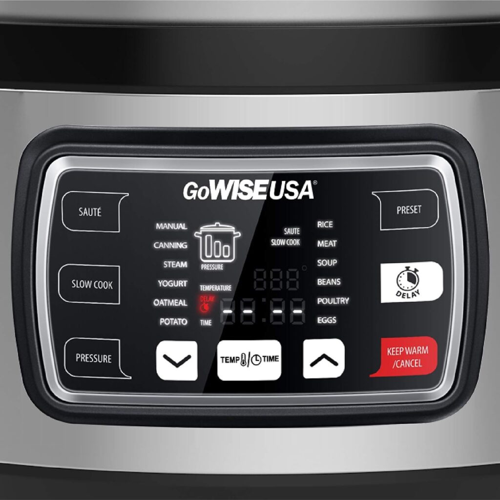 GoWISE USA GW22709 Ovate 9.5-Qt 12-in-1 Electric Pressure Cooker Oval with Slow Cook, Rice, Yogurt, Egg, Saute, Steamer, Keep Warm Functions + Accessories  Recipes, Stainless Steel